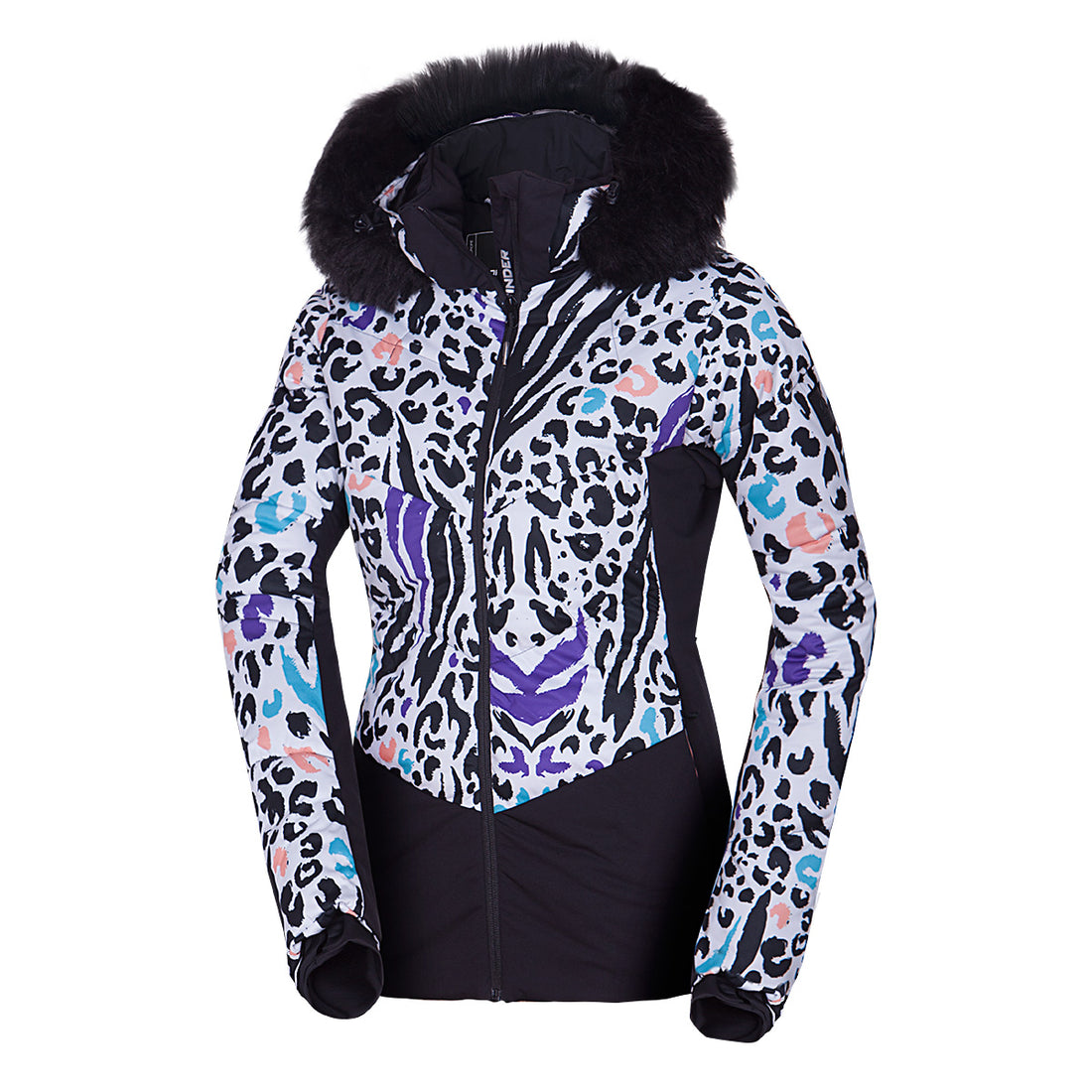 BU-6145SNW women's ski allover print insulated jacket VIVIAN