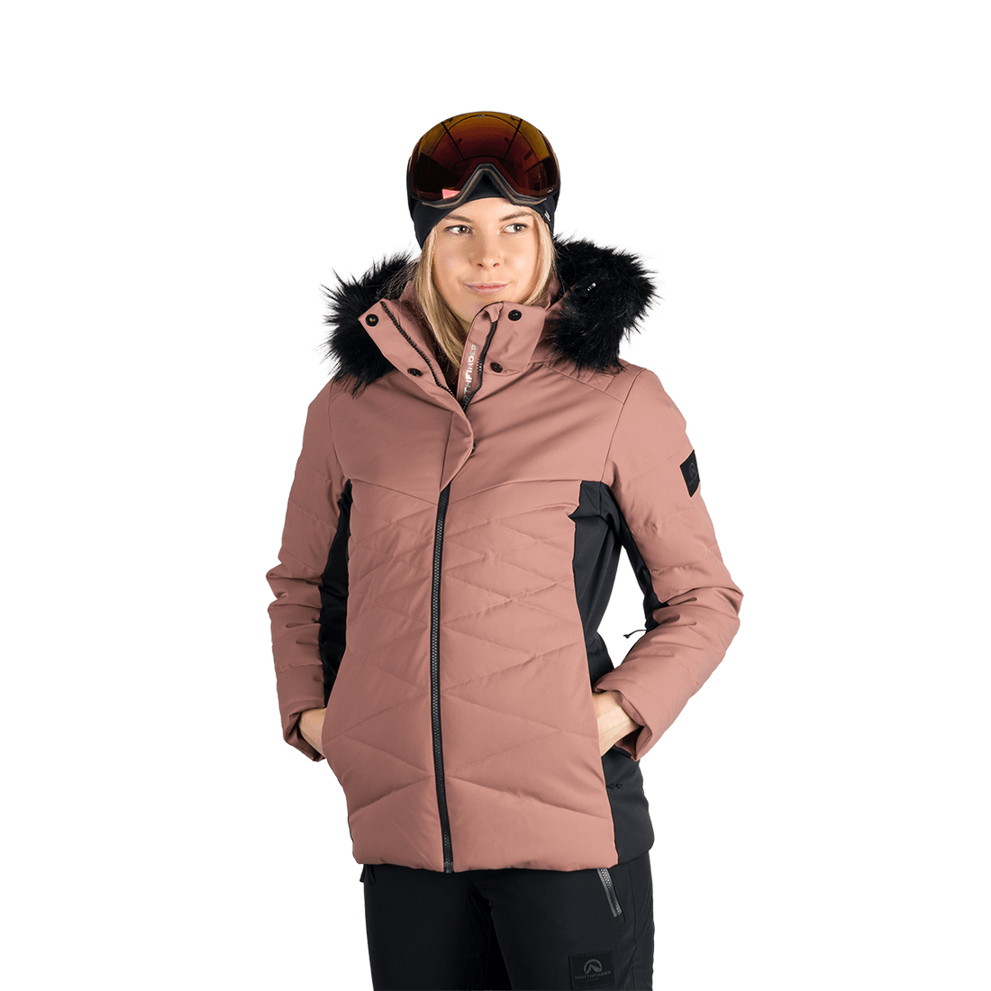 BU-6349SNW women's ski insulated trendy jacket with fur ABIGAYLE